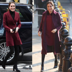 kate and meghan wearing maroon